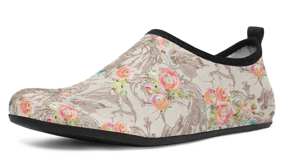 Floral Horse Aqua Barefoot Shoes