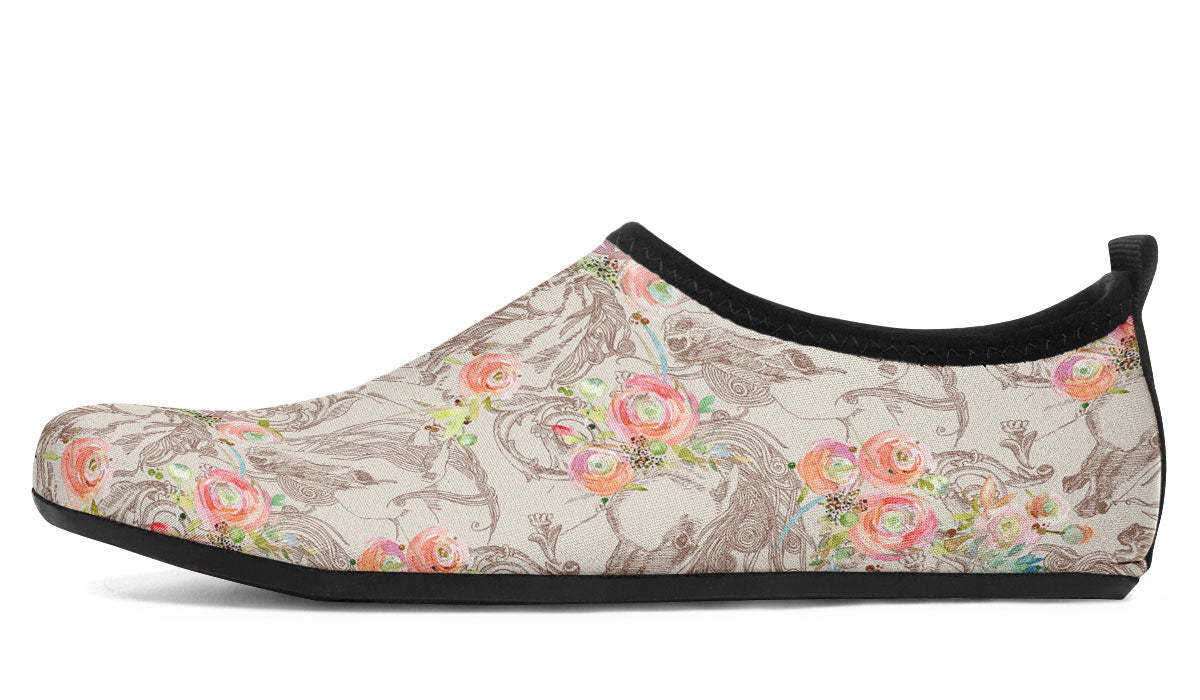 Floral Horse Aqua Barefoot Shoes