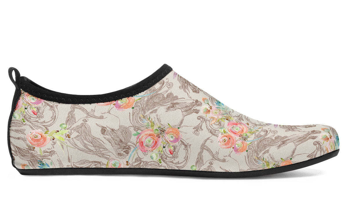 Floral Horse Aqua Barefoot Shoes