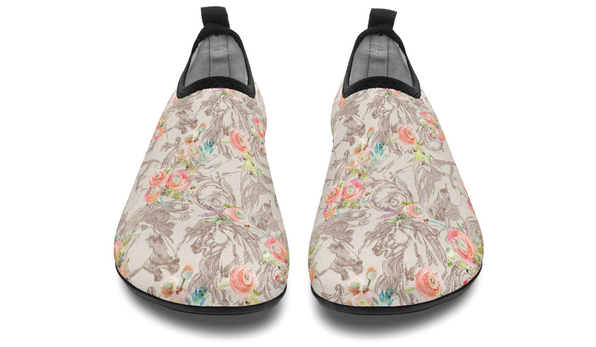 Floral Horse Aqua Barefoot Shoes