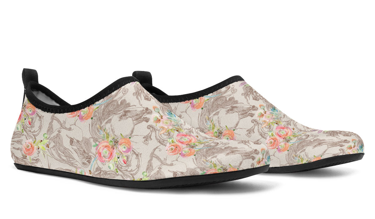 Floral Horse Aqua Barefoot Shoes