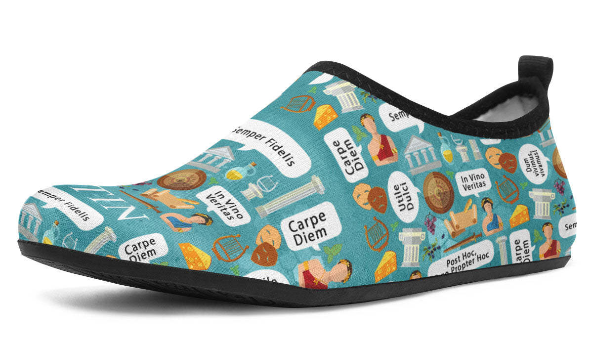 Latin Phrases Aqua Barefoot Shoes