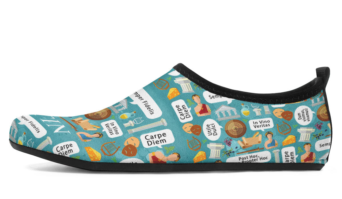 Latin Phrases Aqua Barefoot Shoes