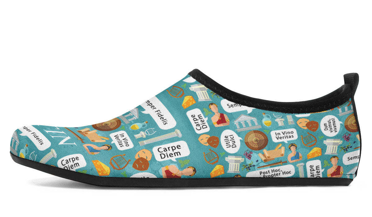 Latin Phrases Aqua Barefoot Shoes