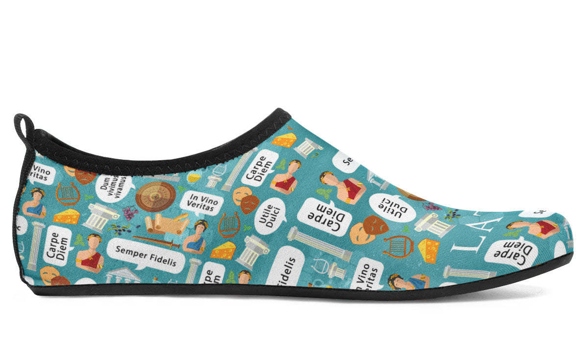 Latin Phrases Aqua Barefoot Shoes