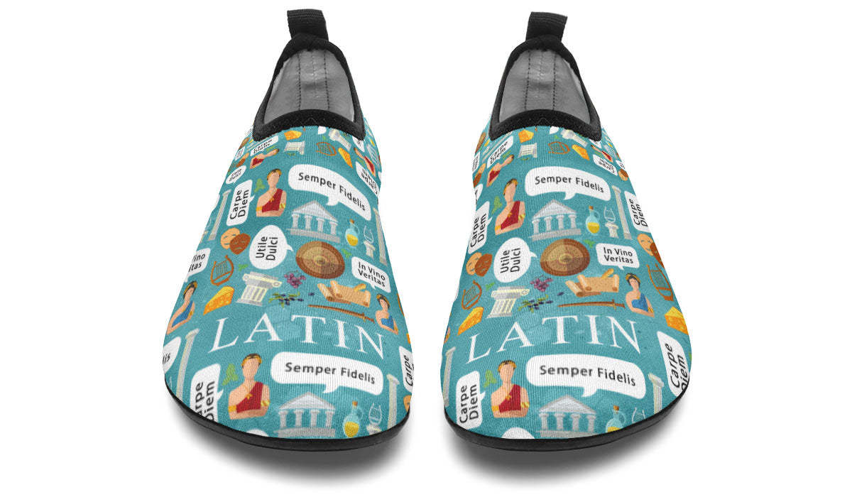 Latin Phrases Aqua Barefoot Shoes