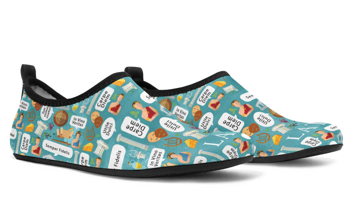 Latin Phrases Aqua Barefoot Shoes