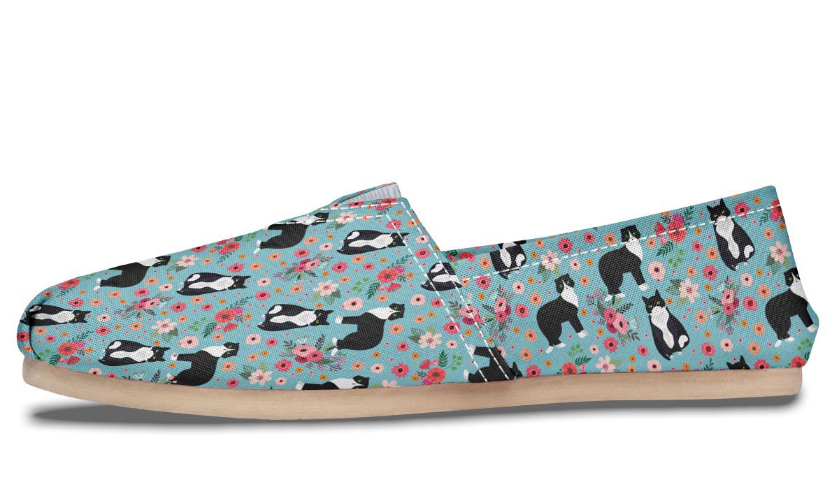 Black & White Cat Flower Casual Shoes