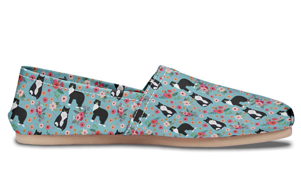 Black & White Cat Flower Casual Shoes