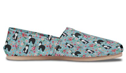Black & White Cat Flower Casual Shoes