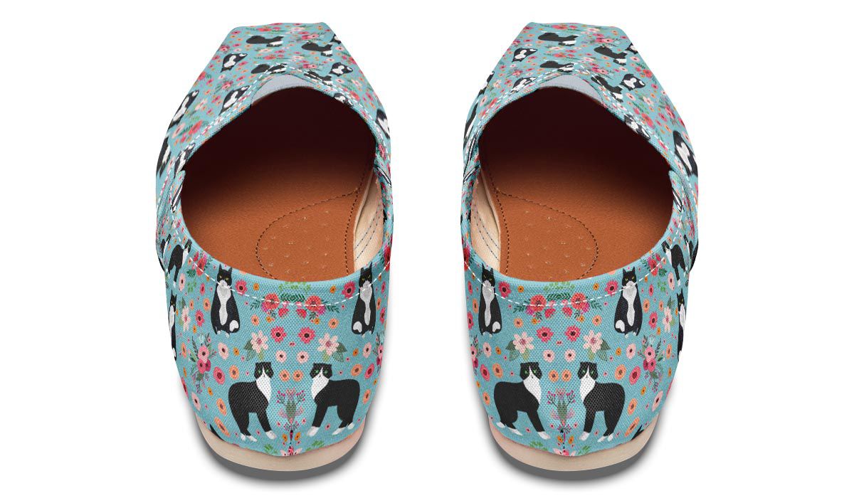 Black & White Cat Flower Casual Shoes