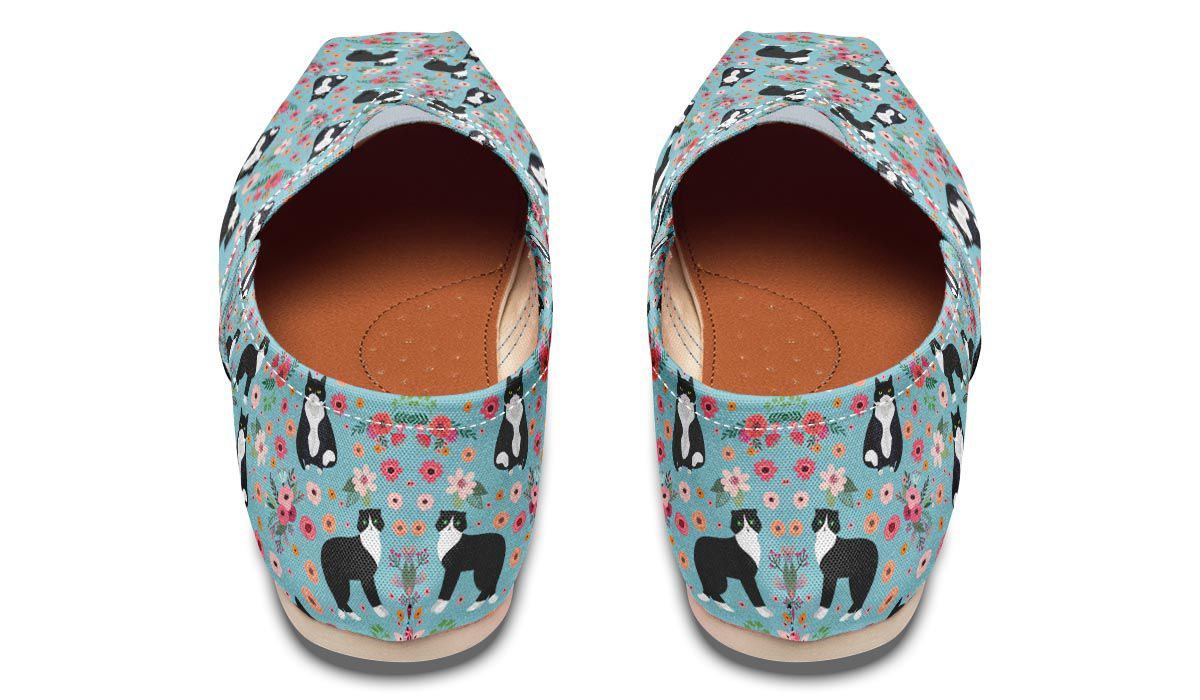 Black & White Cat Flower Casual Shoes