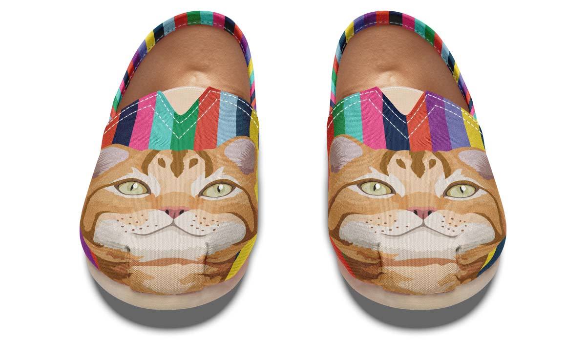 Colorful Tabby Cat Casual Shoes