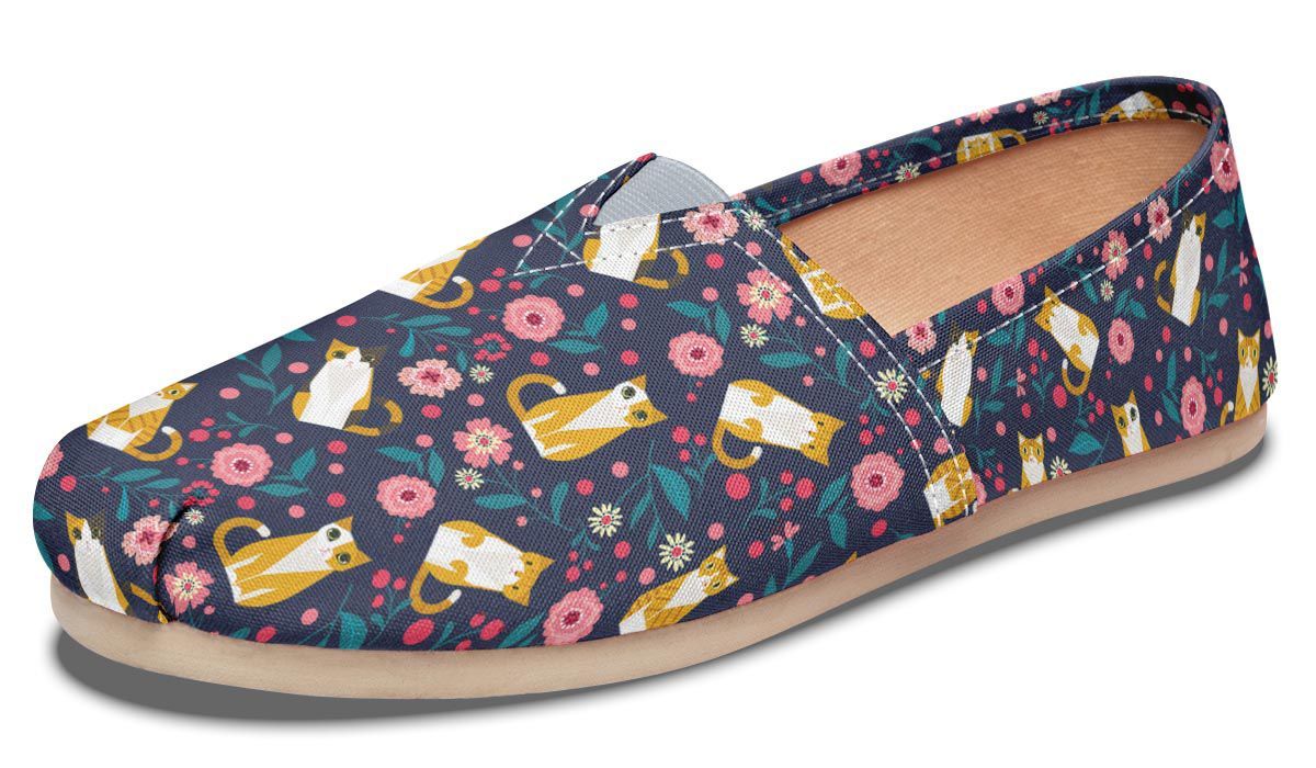 Orange Cat Flower Casual Shoes