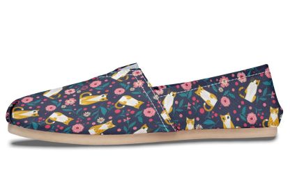 Orange Cat Flower Casual Shoes