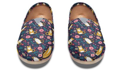 Orange Cat Flower Casual Shoes