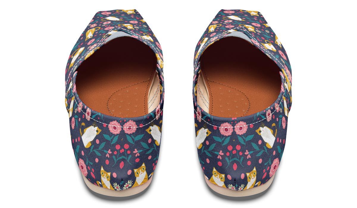 Orange Cat Flower Casual Shoes