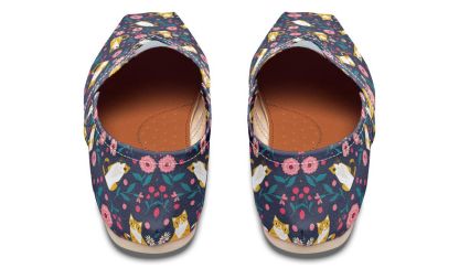 Orange Cat Flower Casual Shoes