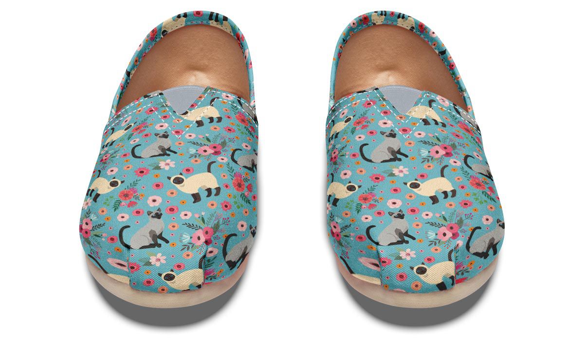Siamese Cat Flower Casual Shoes