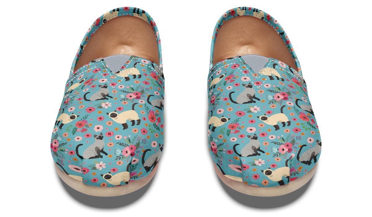 Siamese Cat Flower Casual Shoes