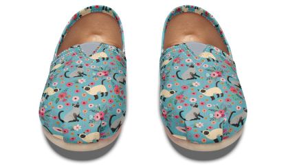 Siamese Cat Flower Casual Shoes
