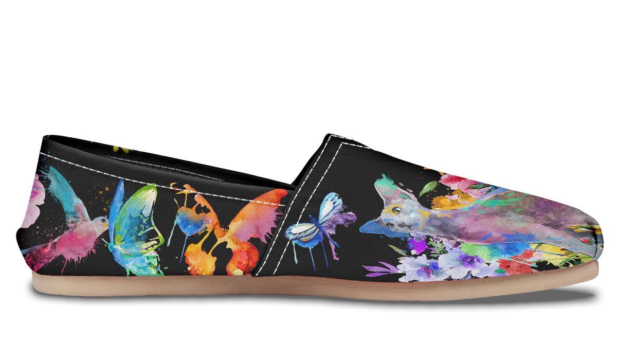 Watercolor Cat Oriental Casual Shoes
