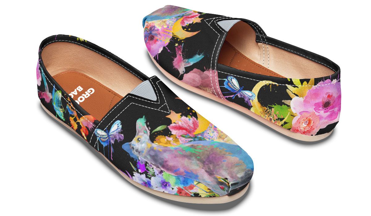 Watercolor Cat Oriental Casual Shoes