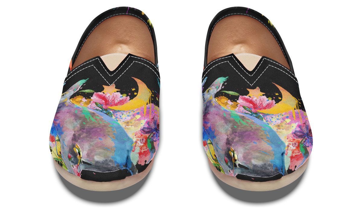 Watercolor Cat Oriental Casual Shoes