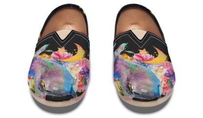 Watercolor Cat Oriental Casual Shoes