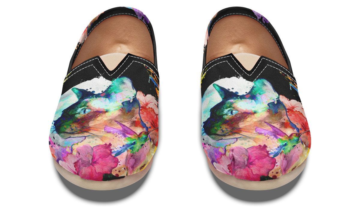 Watercolor Cat Siamese Casual Shoes
