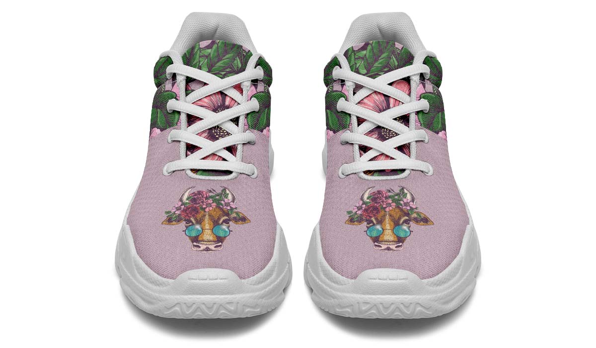 Floral Cow Chunky Sneakers