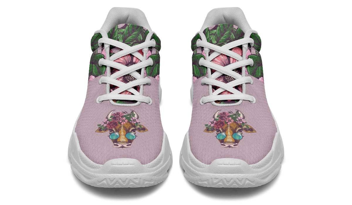 Floral Cow Chunky Sneakers