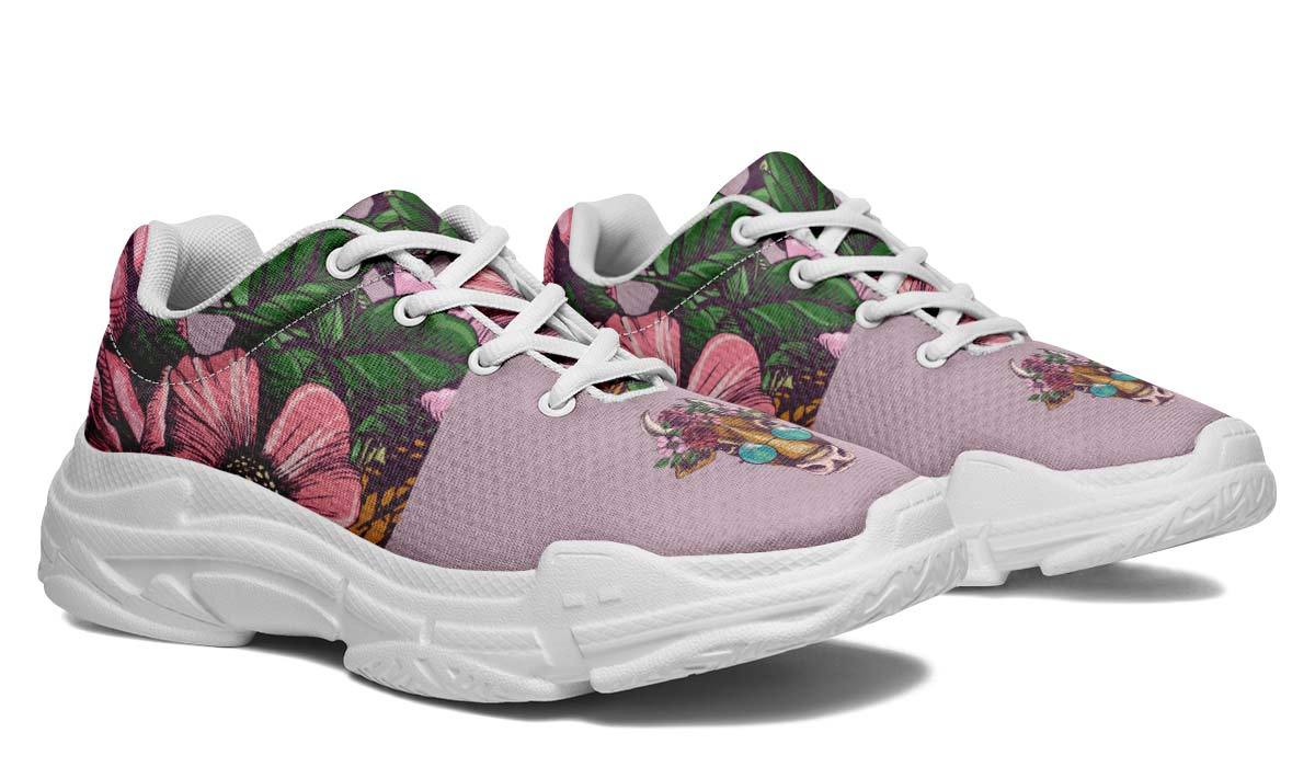Floral Cow Chunky Sneakers