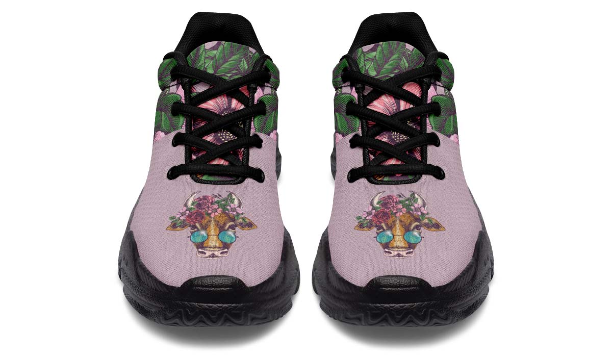 Floral Cow Chunky Sneakers