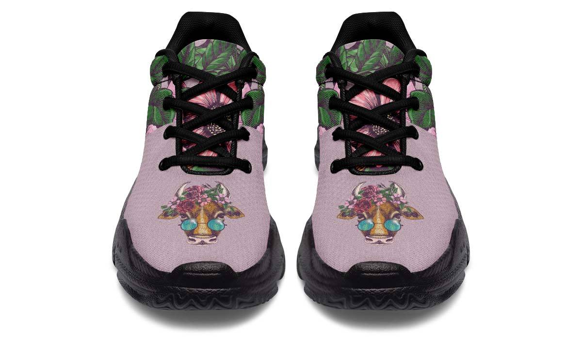 Floral Cow Chunky Sneakers