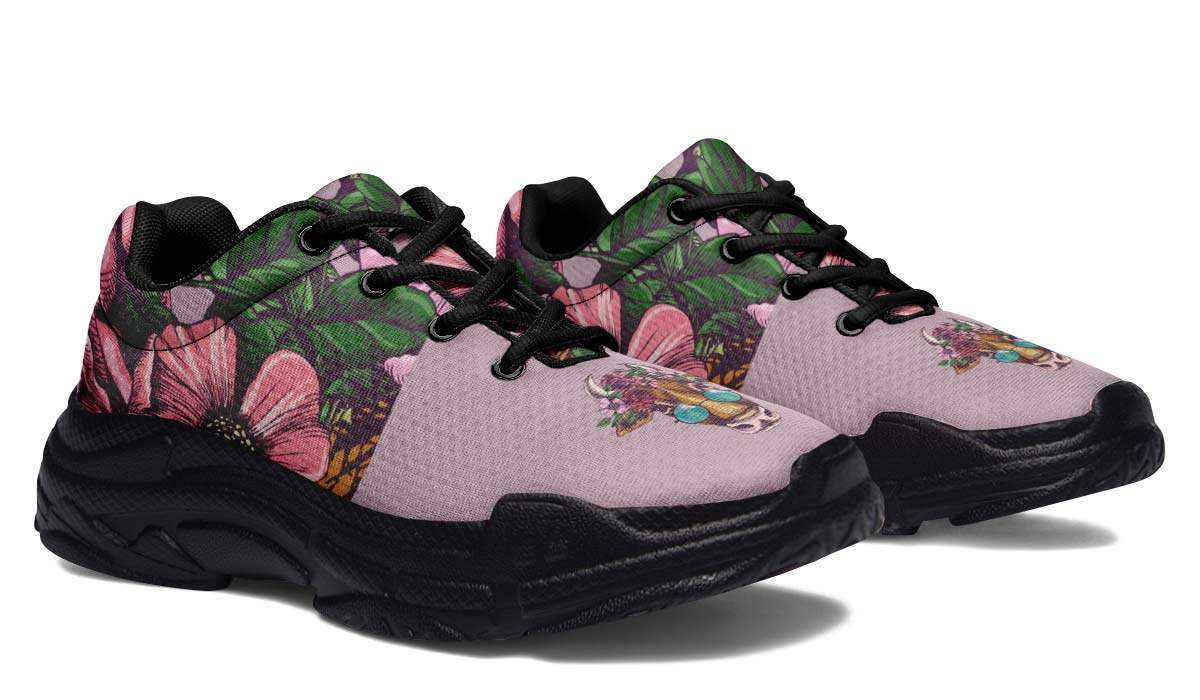Floral Cow Chunky Sneakers