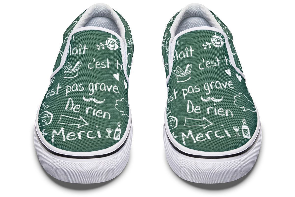 French Chalk Board Slip-On Shoes
