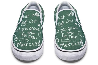 French Chalk Board Slip-On Shoes
