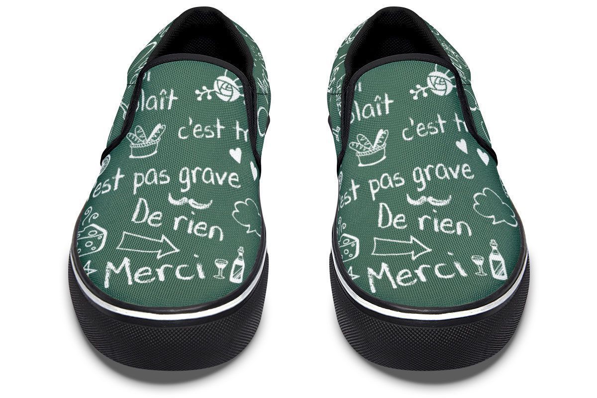 French Chalk Board Slip-On Shoes