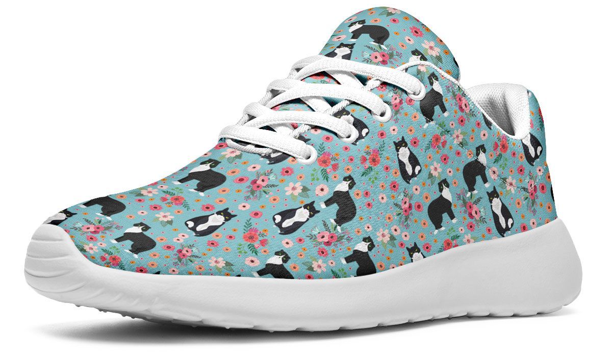 Black & White Cat Flower Sneakers