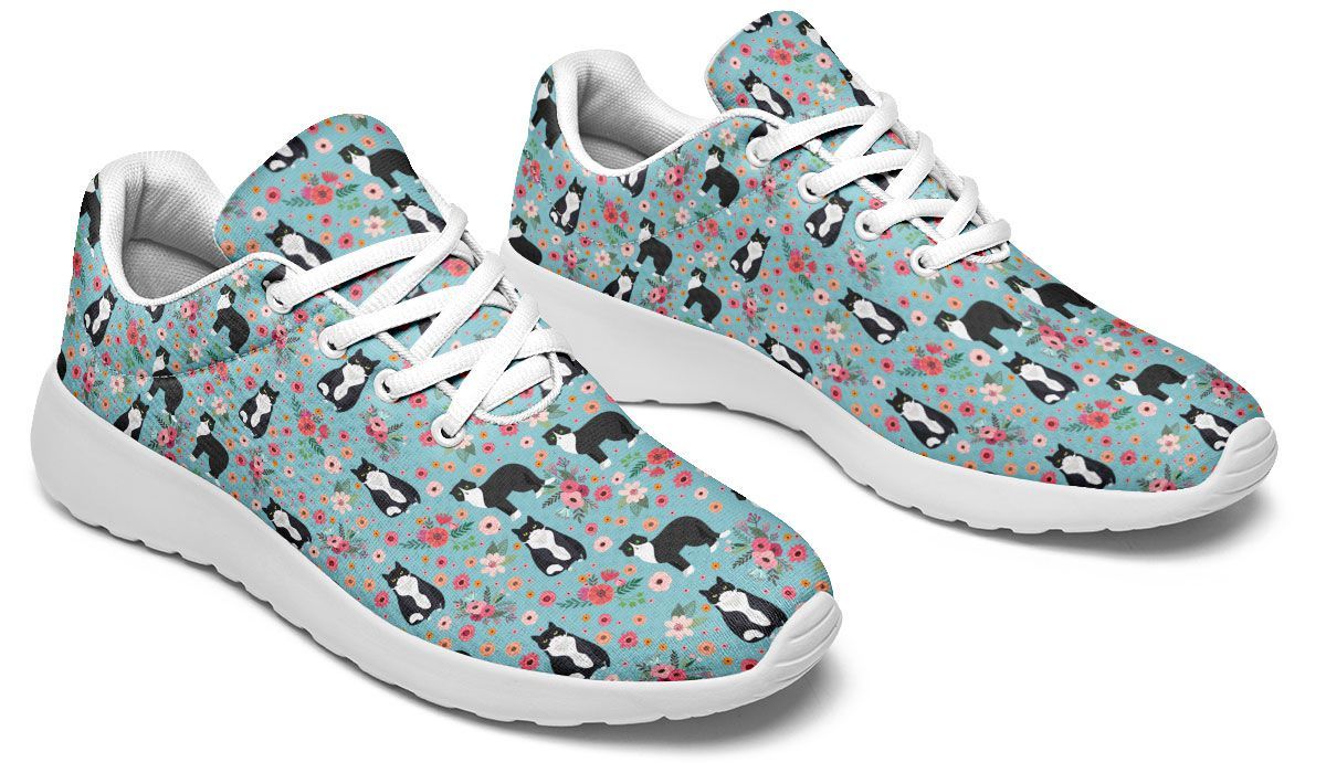 Black & White Cat Flower Sneakers
