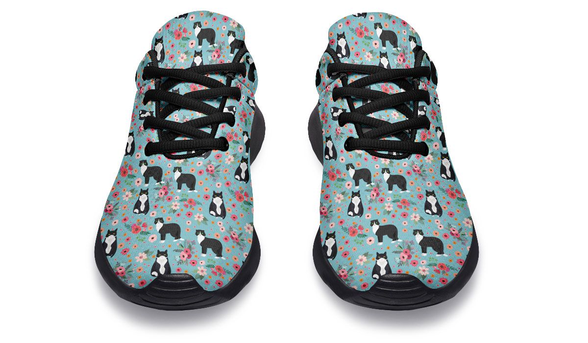 Black & White Cat Flower Sneakers