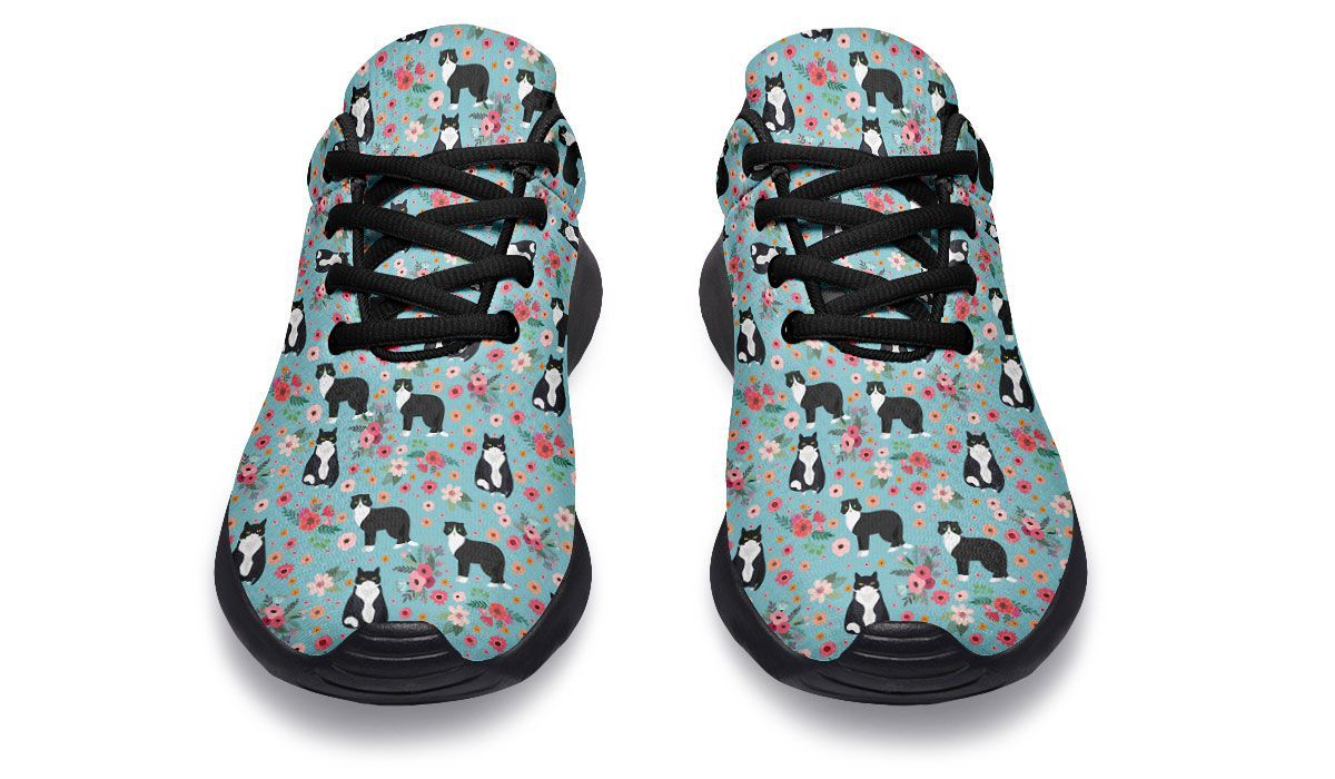 Black & White Cat Flower Sneakers