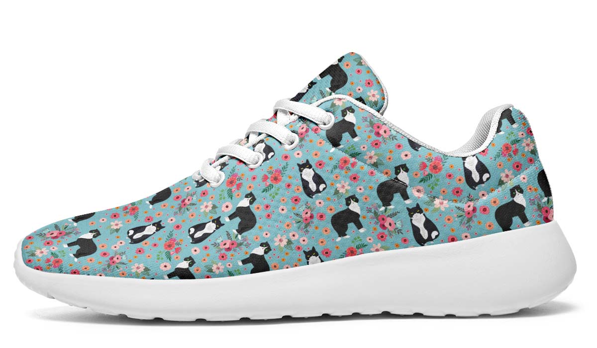 Black White Cat Flower Sneakers