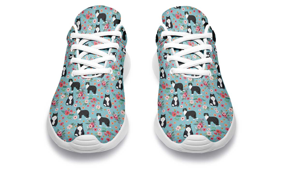 Black White Cat Flower Sneakers