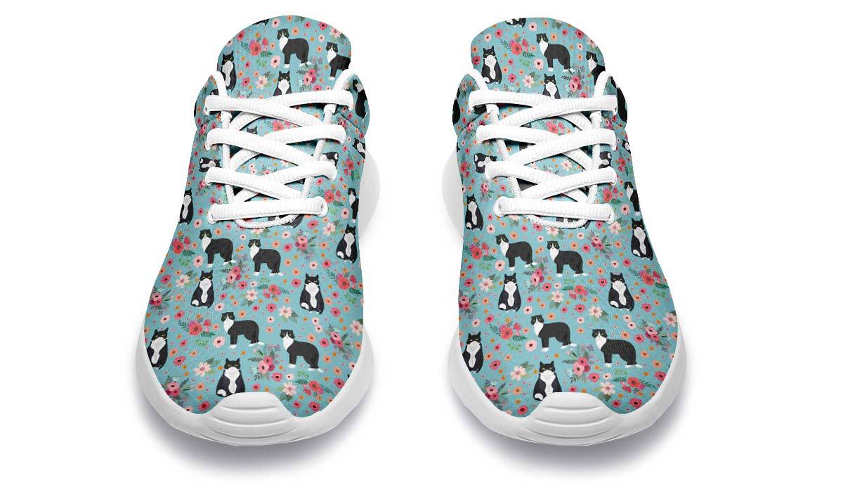 Black White Cat Flower Sneakers