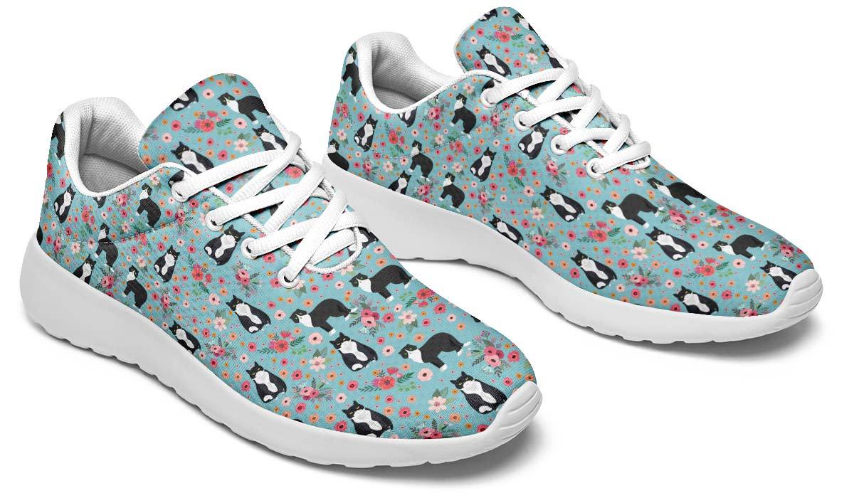 Black White Cat Flower Sneakers