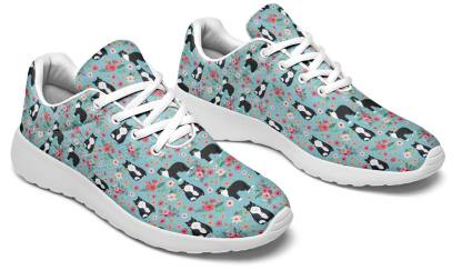 Black White Cat Flower Sneakers