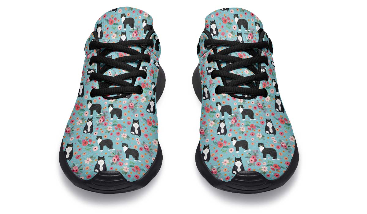 Black White Cat Flower Sneakers