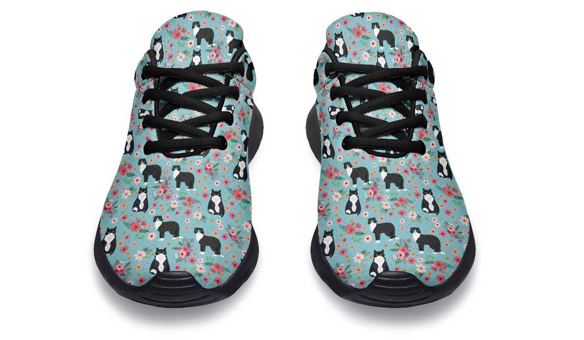 Black White Cat Flower Sneakers